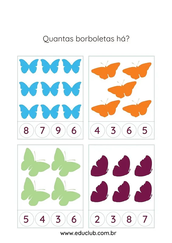 Atividade de quantidade: Quantas borboletas há? | Educlub
